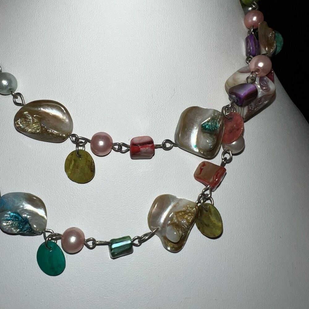 Vintage Boho Continuous Strand (Shown Double) of Various Shell and Beads - Picture 3 of 6